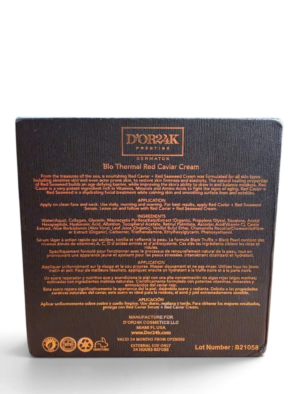 D'Or 24K Prestige Dermatox Bio Thermal Red Caviar Mask NIB!